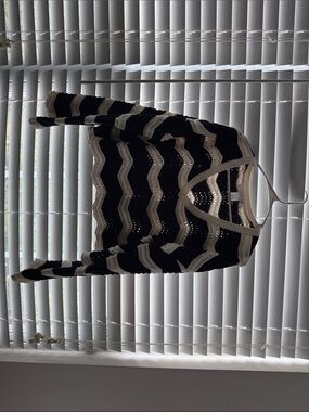 Altar'd State Black and Cream Zigzag Knit Sweater